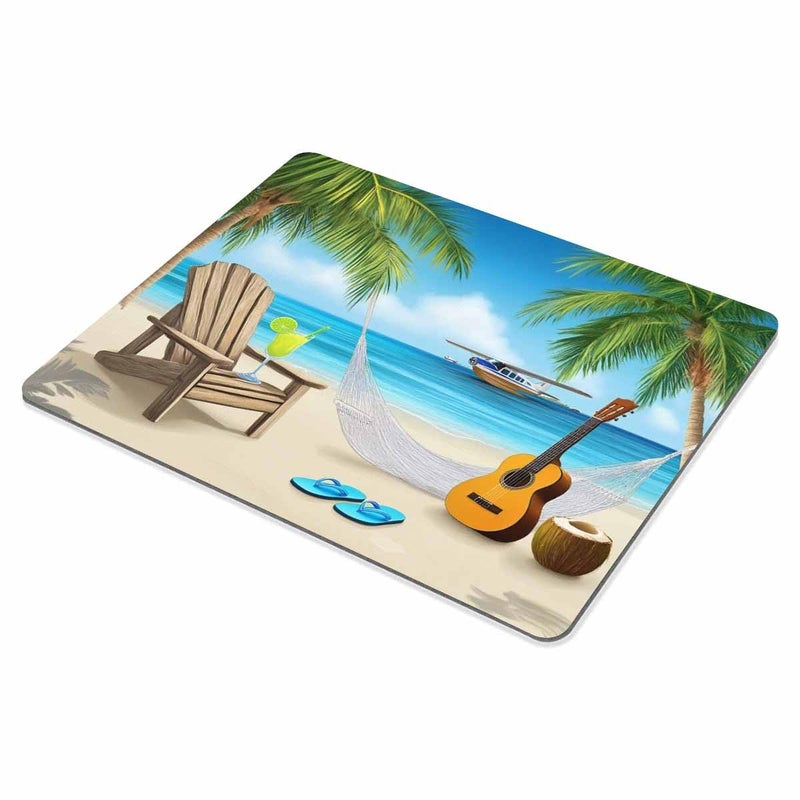 Smooffly Beaches Mouse Pad Custom,Island Animals Animated Paradise Island Guitar on The Beach Personality Gaming Mouse Pad - Image 3
